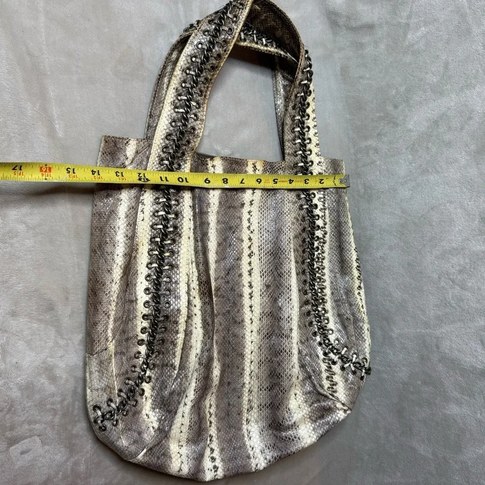 Beirn Snakeskin Double Handle Hobo Tote Bag Neutral Cream‎ with chain